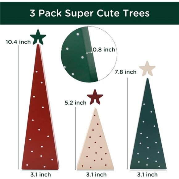 Christmas Decorations-Three Sizes Wooden Christmas Tree Sign with Star Decor - Picture 3 of 7